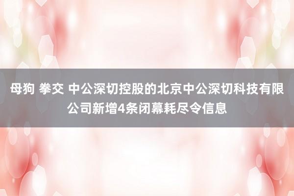 母狗 拳交 中公深切控股的北京中公深切科技有限公司新增4条闭幕耗尽令信息