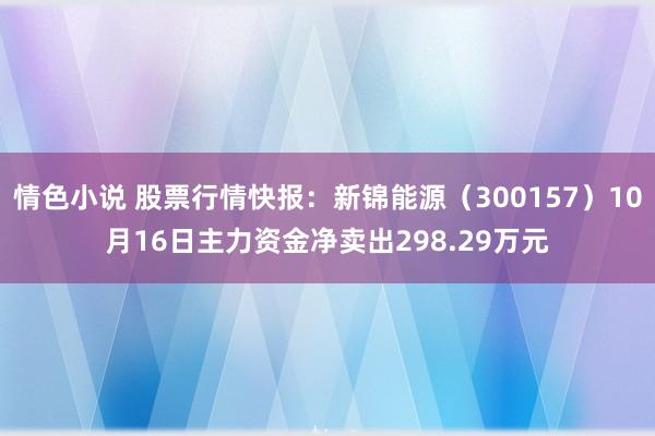 情色小说 股票行情快报：新锦能源（300157）10月16日主力资金净卖出298.29万元