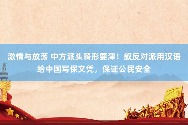 激情与放荡 中方派头畸形要津！叙反对派用汉语给中国写保文凭，保证公民安全
