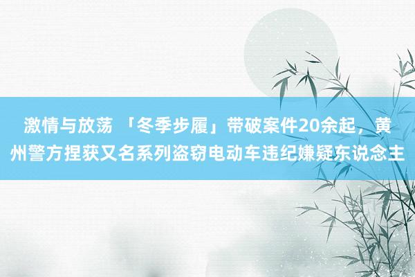 激情与放荡 「冬季步履」带破案件20余起，黄州警方捏获又名系列盗窃电动车违纪嫌疑东说念主