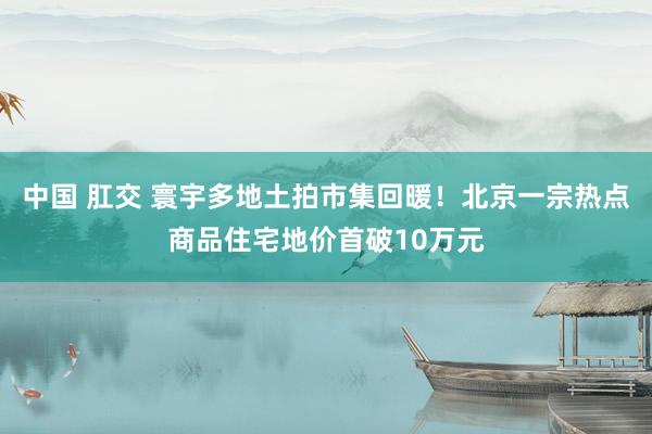 中国 肛交 寰宇多地土拍市集回暖！北京一宗热点商品住宅地价首破10万元